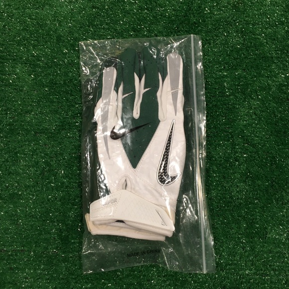 NEW PRO STYLE NIKE VAPOR CARBON FOOTBALL GLOVES WHITE / GREEN